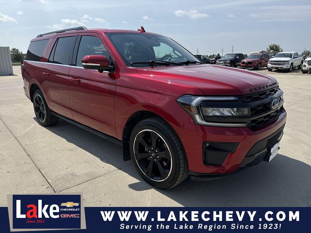 2022 Ford Expedition Max Limited in Maroon — front three-quarter view