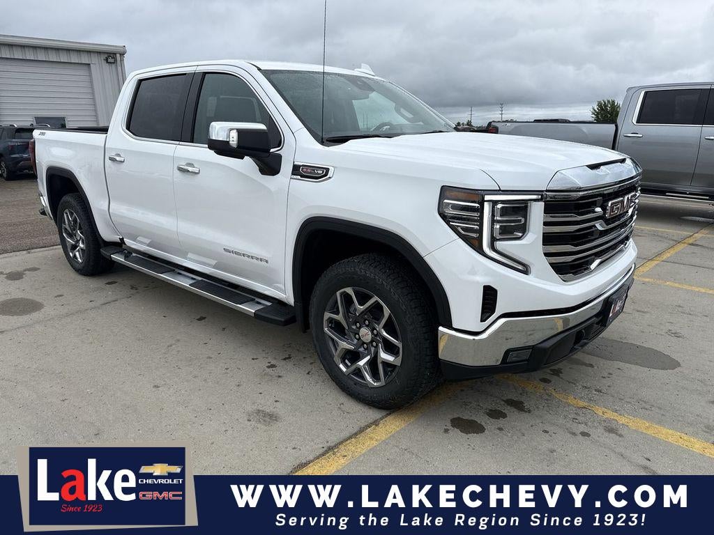 2026 GMC Sierra 1500 SLT in Summit White — front three-quarter view